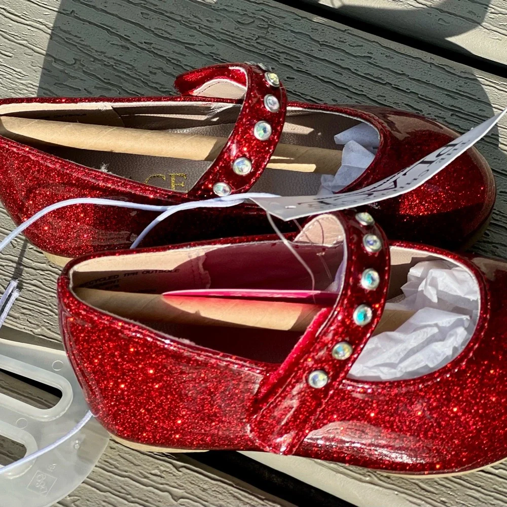 NWT The Children’s Place Red Glitter Mary Jane Dress Shoes Girls Size 4 Toddler